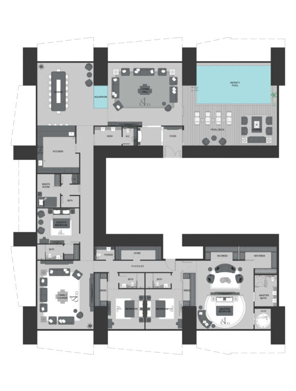 Burj Binghatti Jacob & Co Residences floor plan 4br