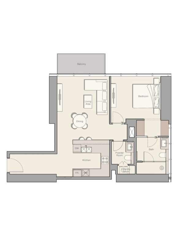 Ellington Upper House floor plan Apartments 1 bedroom