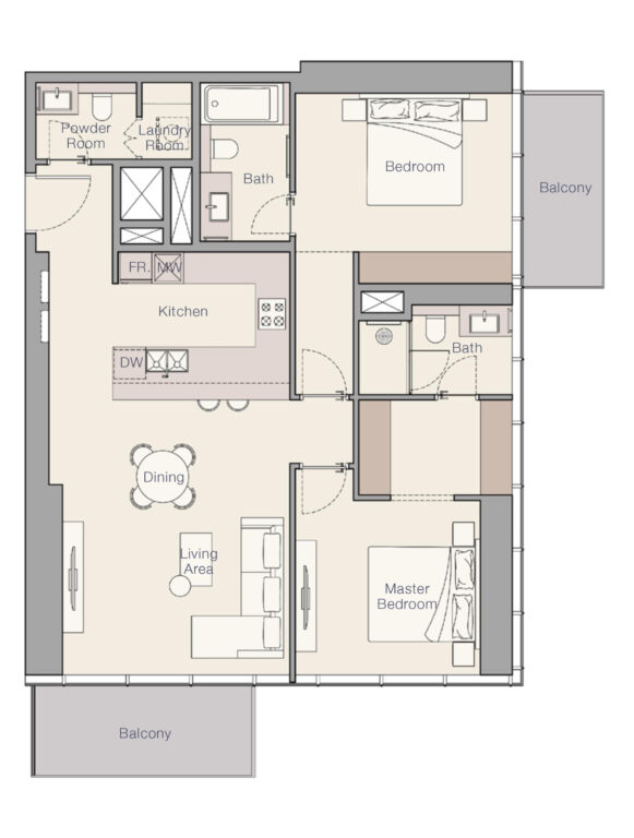 Ellington Upper House floor plan Apartments 2 bedroom