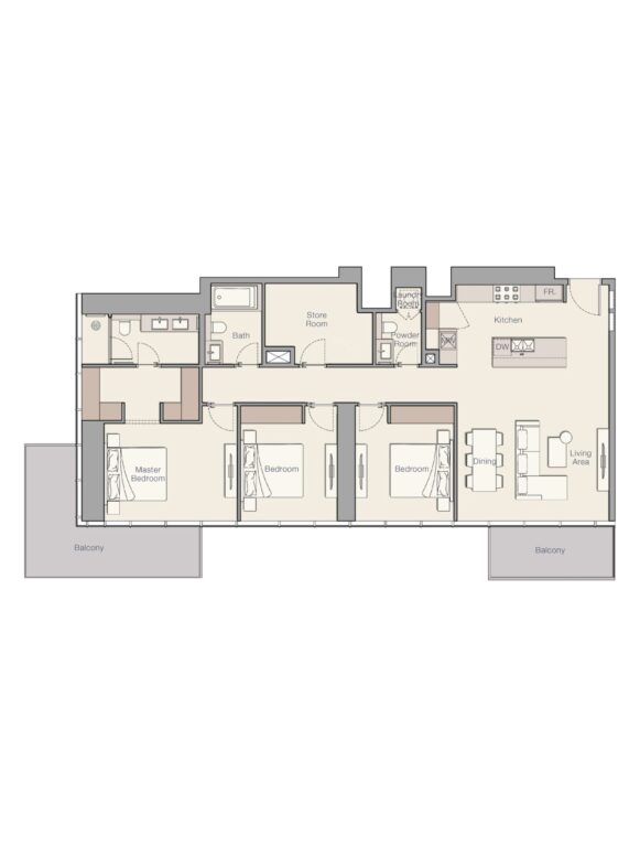 Ellington Upper House floor plan Apartments 3 bedroom