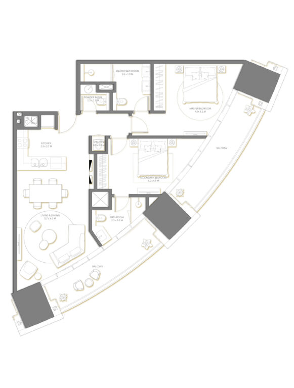 Nakheel Palm Beach Tower floor plan Apartments 2 bedroom