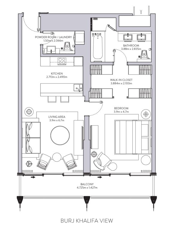 The Sterling by Omniyat floor plan Apartments 1 bedroom