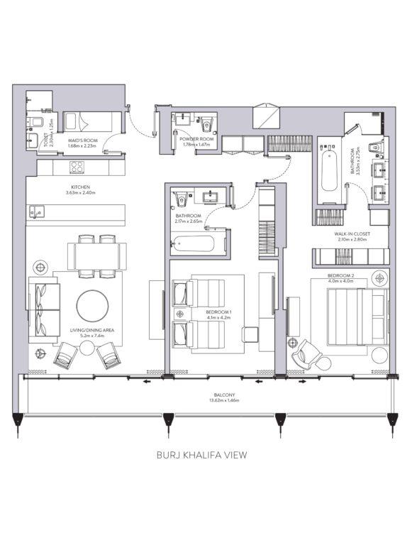 The Sterling by Omniyat floor plan Apartments 2 bedroom