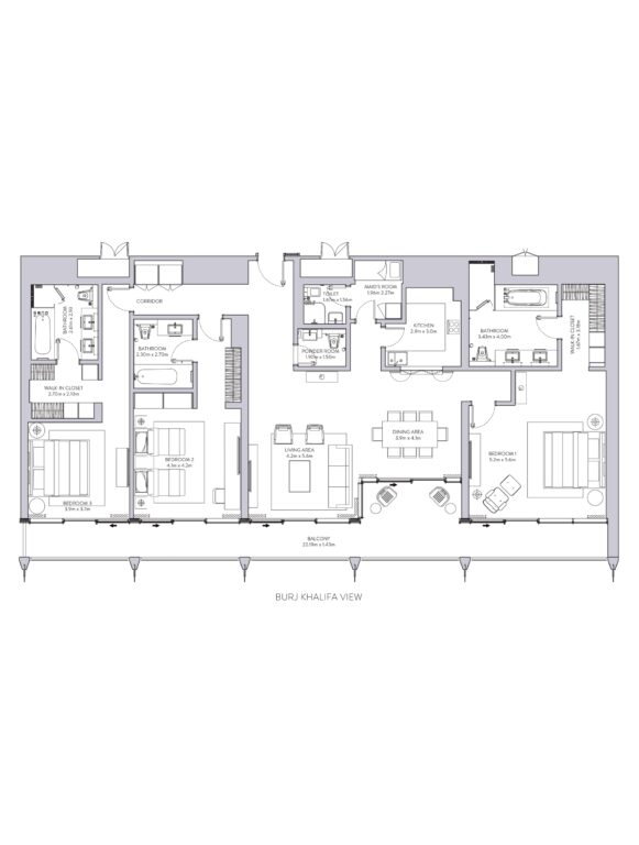 The Sterling by Omniyat floor plan Apartments 3 bedroom