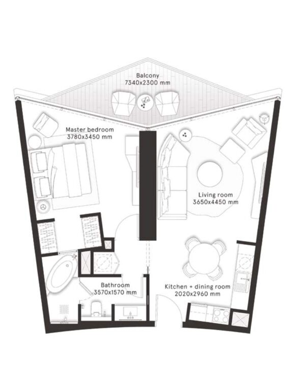 W Residences Downtown Dubai floor plan Apartments 1 bedroom